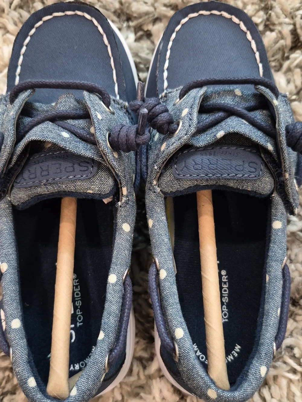 Sperry Polka Dot Shoresider Jr Boat Shoes